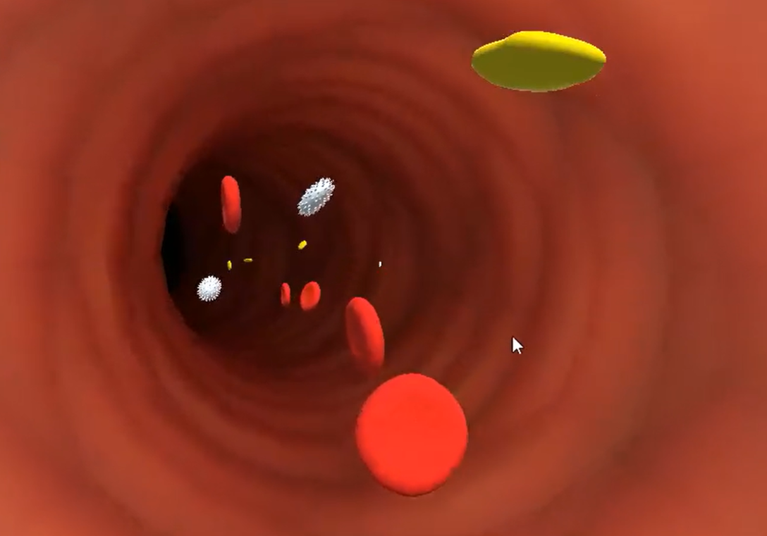 red blood cells and platelets flowing through vessel